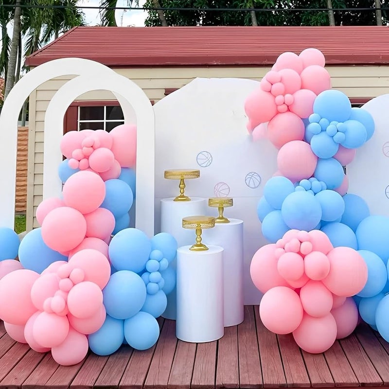 Qmraercu Pink and Blue Balloons, 50 Pcs 12 Inch Pink Blue Party Balloons With Pink Blue Latex Balloon Ribbon Pink blue Balloons for Birthday Baby Shower Gender Reveal Wedding Party Decoration - Image 4
