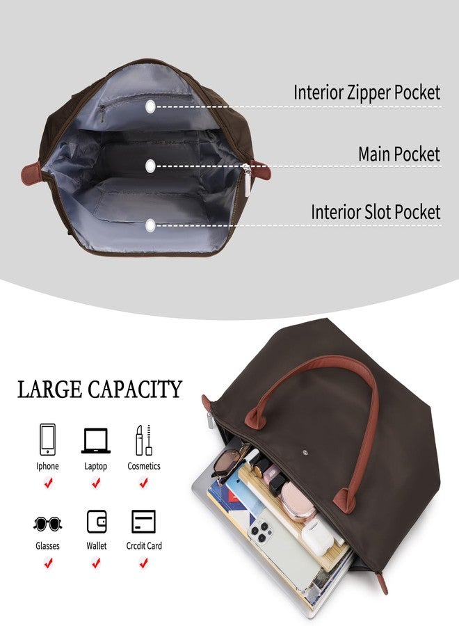 TINYAT Tote Bag for Women Large Top-Handle Purse with Zipper Foldable Weekend Hobo handbags Ladies Shoulder Bag Beach Travel - Image 4