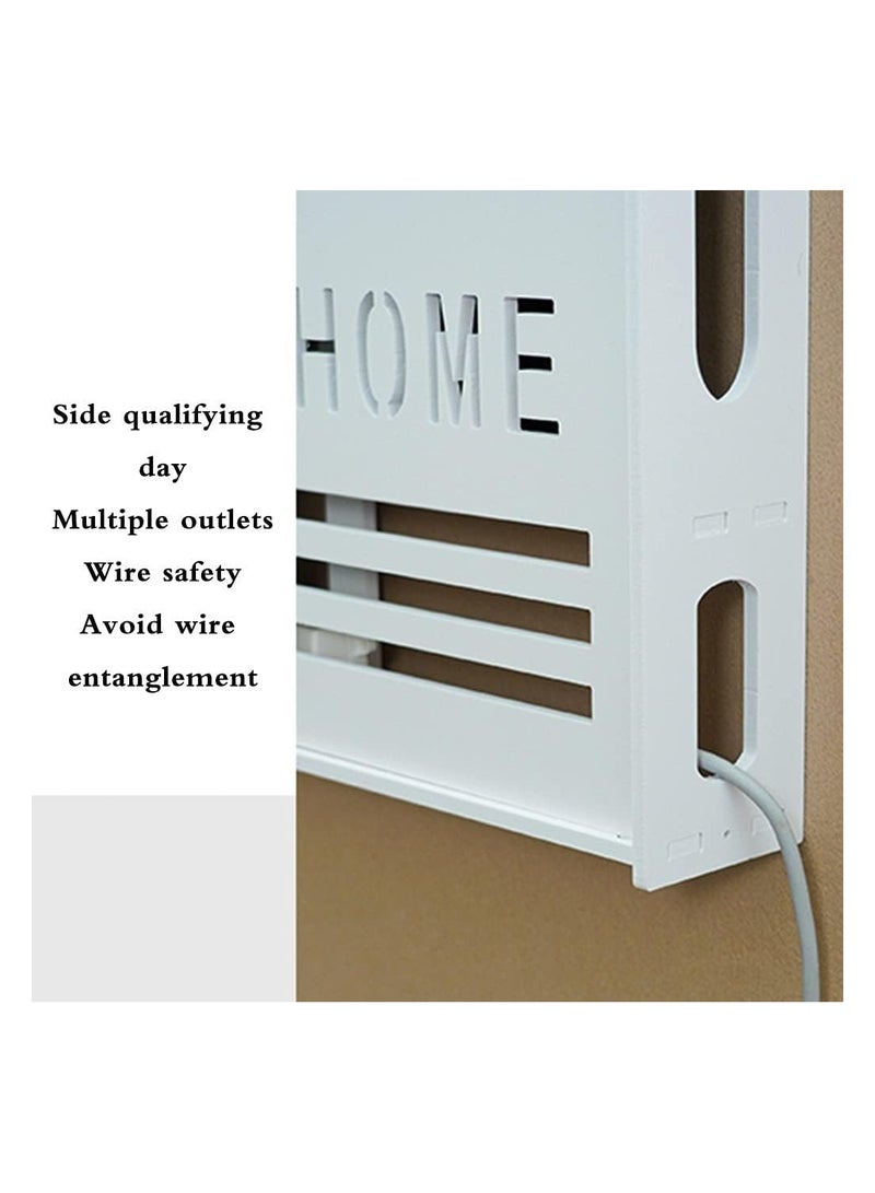 Eworld Stylish Wall-Mounted Router Rack for Wi-Fi Router, Set-Top Box, Light Cat Box, and More, Includes Doors and Patch Panel Shielding Box for Neat Storage, White. - Image 3