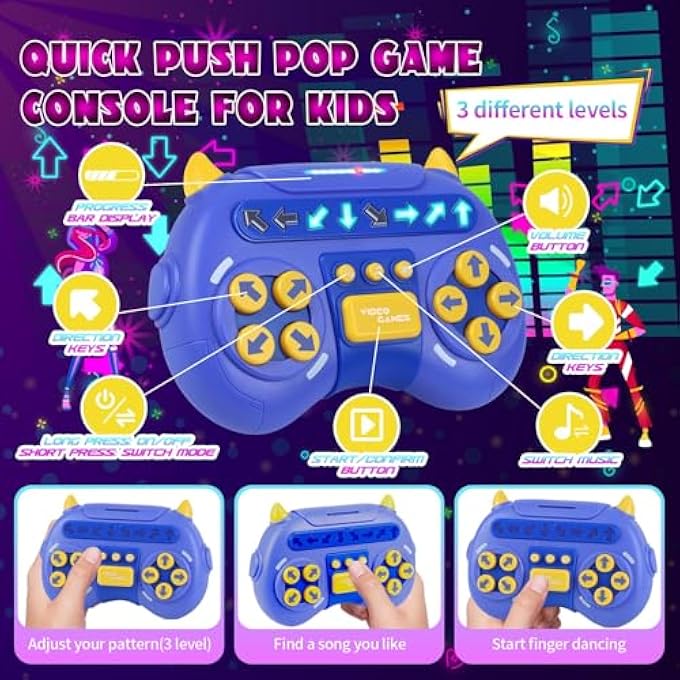SPEED PUSH GAME FOR KIDS & ADULTS, FIDGET PUZZLE WITH RGB LIGHTS & MUSIC, 3 GAME MODES, DURABLE HANDHELD SENSORY GAME, COOL GIFTS FOR BOYS & GIRLS - Image 2