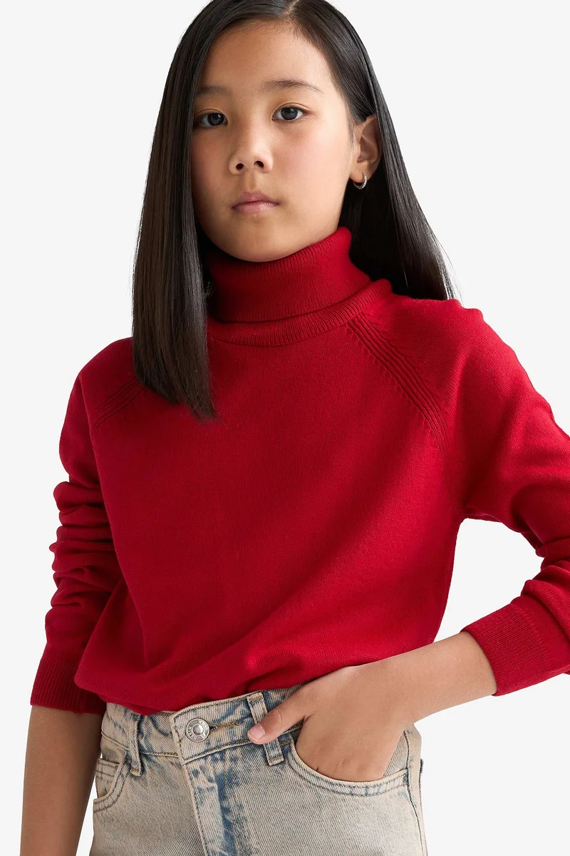 ديفاكتو Girl Regular Fit Turtleneck Knit Pullover