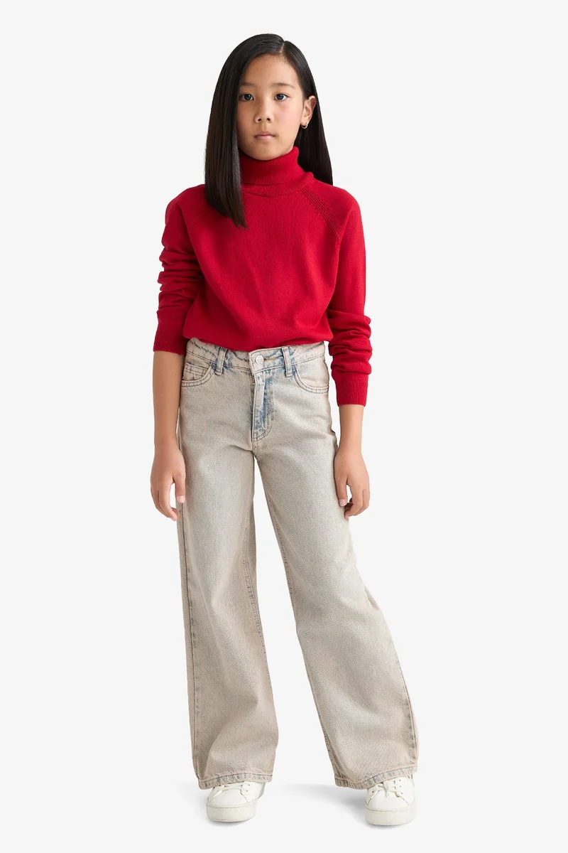 ديفاكتو Girl Regular Fit Turtleneck Knit Pullover