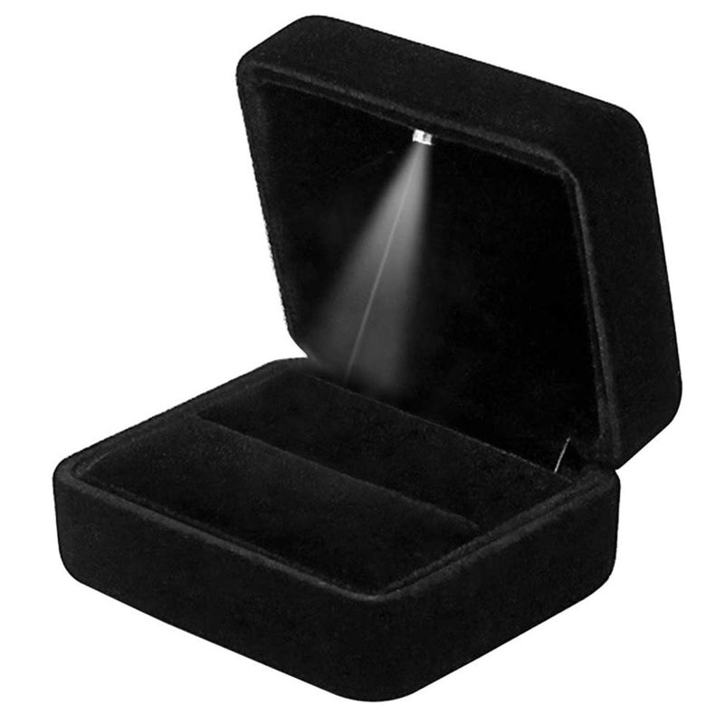 GBYAN Velvet Ring Box with LED Light Jewelry Display Gift Box for ProposalEngagement Wedding