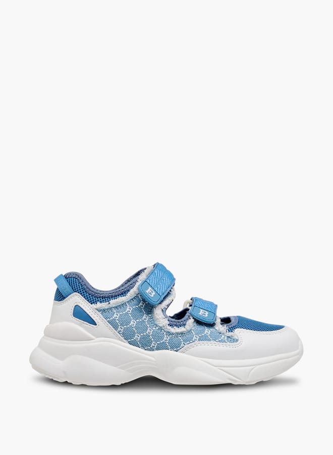 Flora Bella By Shoexpress Women Monogram Print Sneakers with Hook and Loop Closure  - Image 3