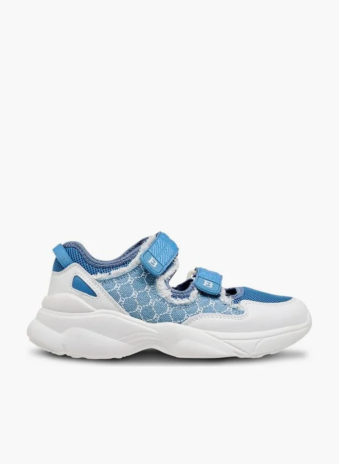 Women Monogram Print Sneakers with Hook and Loop Closure