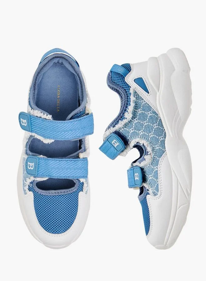 Flora Bella By Shoexpress BLUE Women Monogram Print Sneakers with Hook and Loop Closure for Women | Best Price UAE