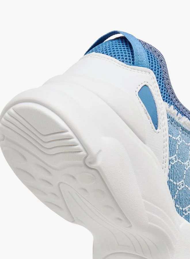 Flora Bella By Shoexpress BLUE Women Monogram Print Sneakers with Hook and Loop Closure for Women | Best Price UAE