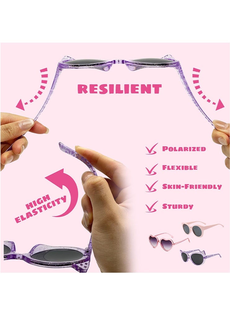 meayul 3 Pcs Kids Sunglasses Girls, Kids Cat Eye Sunglasses Set, Heart Shaped glasses Trendy Cute for Ages 2-12, Cute Party Favors for Kids Boys Girls of 3-10 Years Old Birthday Party Beach Pool Supplies - Image 3