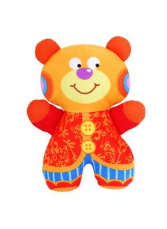 Generic Lala Children's Cartoon Cloth Toy Cute Animal Early Education Plush Baby Toy Hand Stick-Color:Double-sided Bear Shake  - Image 1