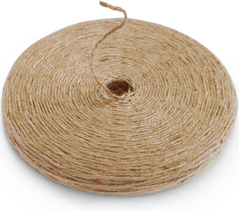 PH PERKHOMY PerkHomy 600 Feet Natural Jute Twine Long Twine String for Crafts Gift Wrapping Packing Gardening Crochet Knitting Macrame Decor (Brown 600feet Flat) - Image 1