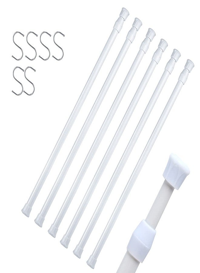 DeELF Outlet DeElf 6 Pack Tension Rods 28 to 48 Inches, Adjustable Spring Tension Rod for Window Curtain, Kitchen Cupboard Utensils, Closet, and Cabinet, White - Image 1