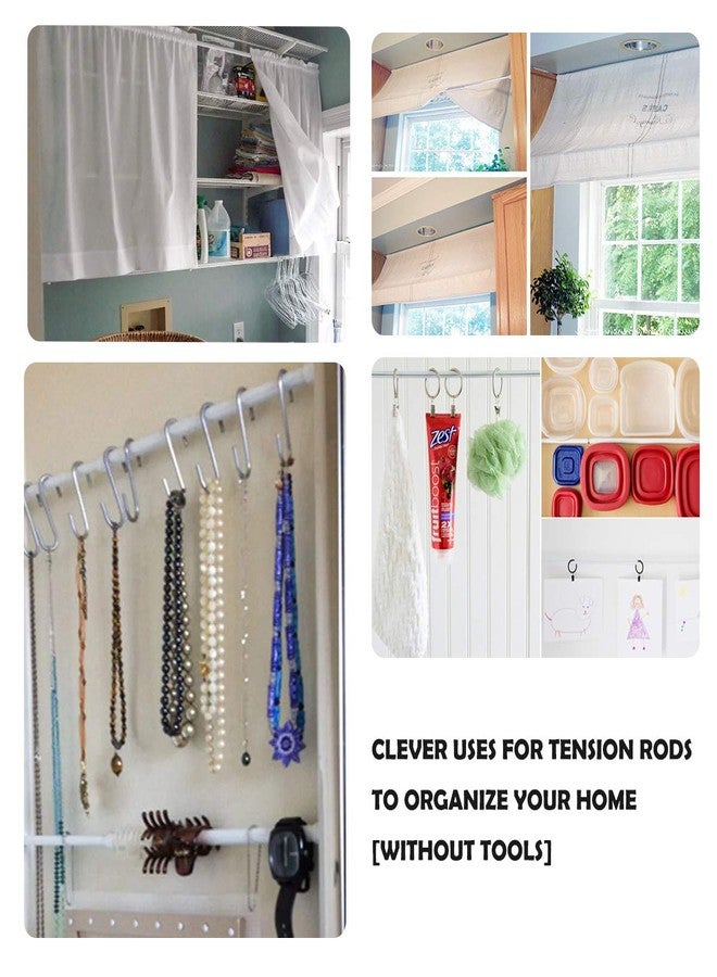 DeELF Outlet DeElf 6 Pack Tension Rods 28 to 48 Inches, Adjustable Spring Tension Rod for Window Curtain, Kitchen Cupboard Utensils, Closet, and Cabinet, White - Image 2