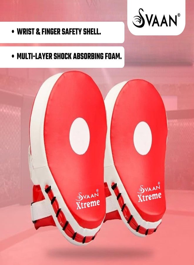 وسادات التركيز المنحنية من Svaan Xtreme، قفازات اللكم للملاكمة/الفنون القتالية المختلطة/الملاكمة التايلاندية/الكيك بوكسينغ/الكاراتيه/التايكواندو (أحمر) - Image 4