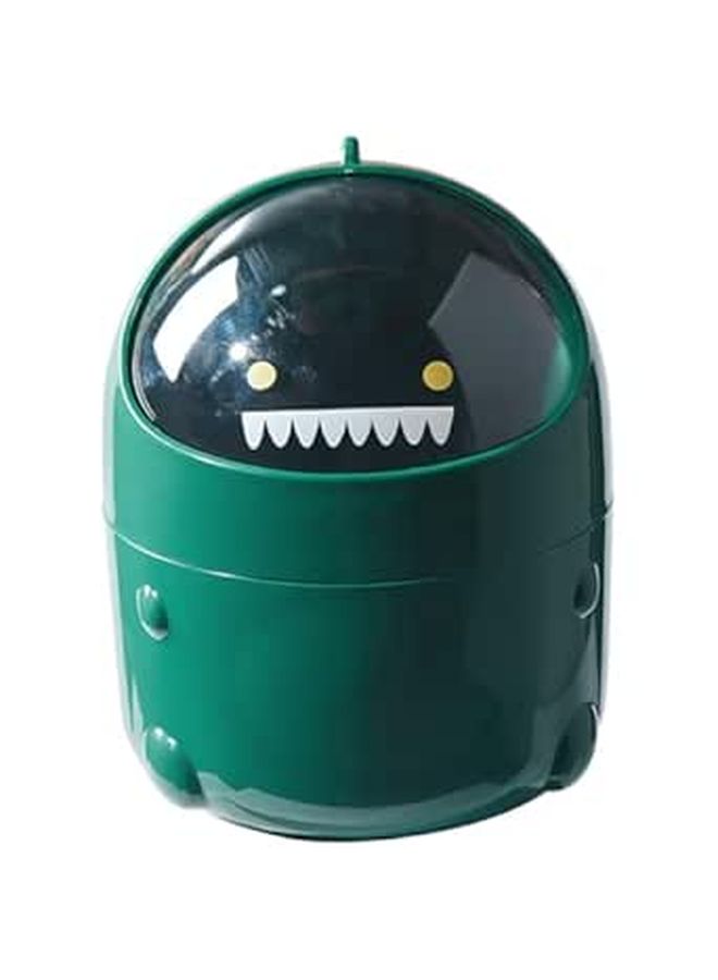 Green Dinosaur Flip Top Trash Can Wear Resistant Desktop Garbage Bin for Home Office - Image 1