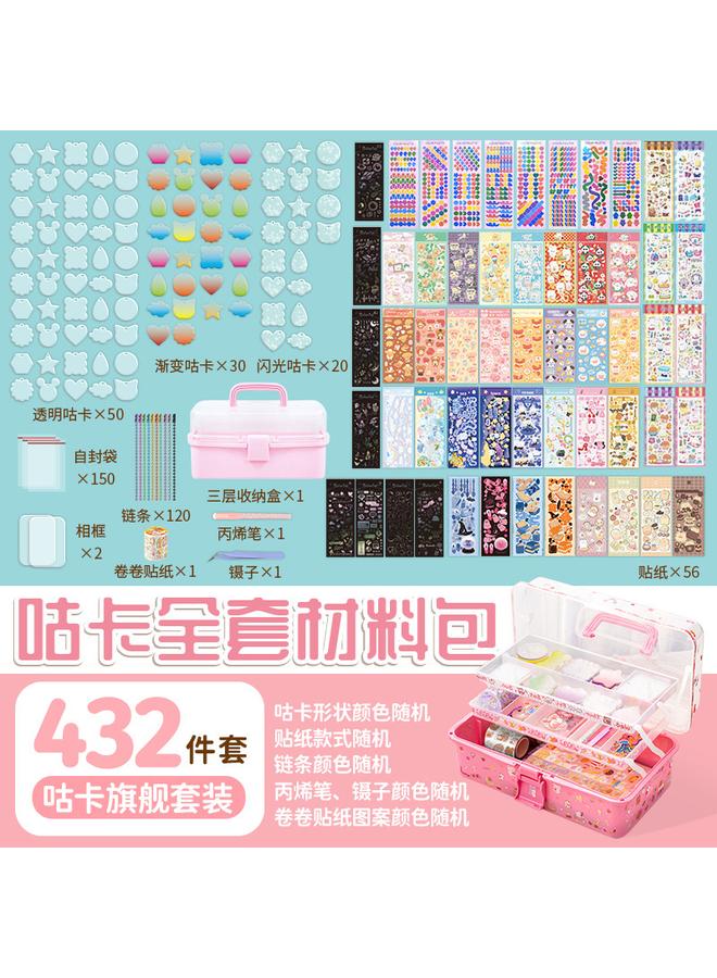 Bluejw Children's Free Matching DIY Hand Account Goo Card Sticker Paper Sticker Big Suit Goo Plate Card Full Set Of Materials Storage Box Toys - Image 1