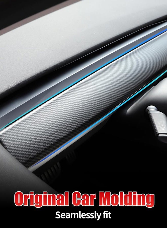 KKTR-CAR غطاء لوحة القيادة متوافق مع تسلا موديل 3 2021-2023 موديل Y 2020-2025، ليس للأداء (نمط ألياف الكربون غير اللامع 2 قطعة، 2 قطعة) - Image 3