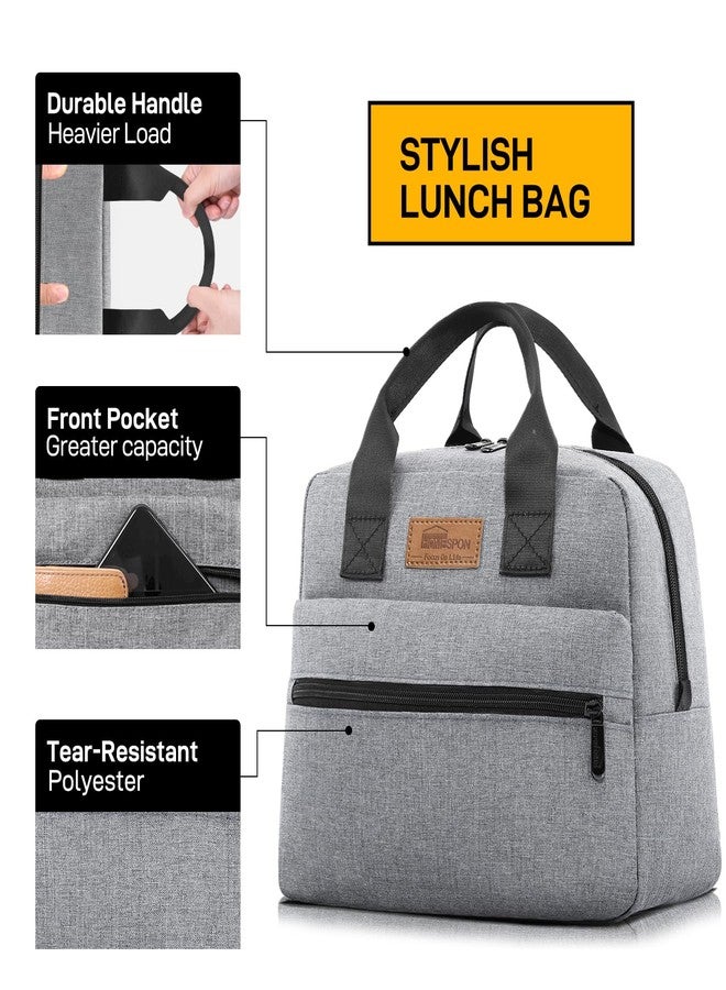 HOMESPON Insulated Lunch Bag Lunch Box Cooler Tote Box Cooler Bag Lunch Container for Women/Men/Work/Picnic,Large grey - Image 2