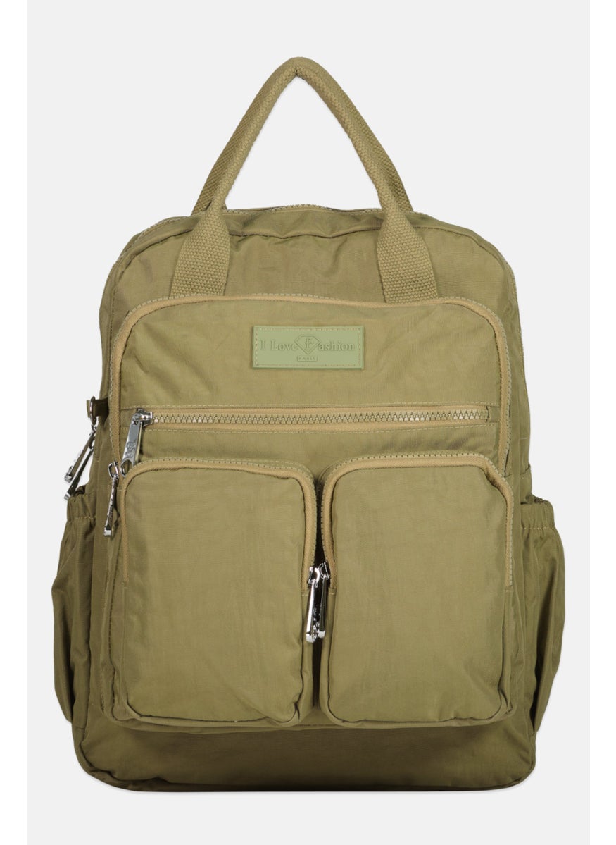 I Love Fashion - Women Isabelle Backpack 33 L x 34 H x 10 W cm, Olive - Image 1