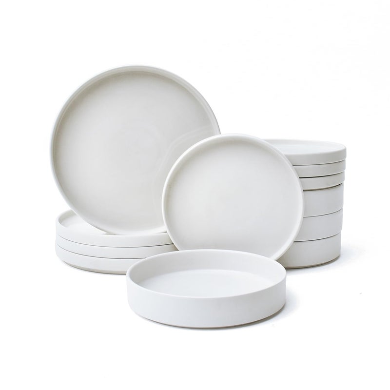 222 Fifth 12 Pieces Porcelain Dinnerware Set for 4, Elegant White Plates and Bowls Sets, Ceramic Dishes, Chip Resistant Kitchen and Dining Dish Set for Everyday Use, Microwave & Dishwasher Safe, Kaden - Image 1