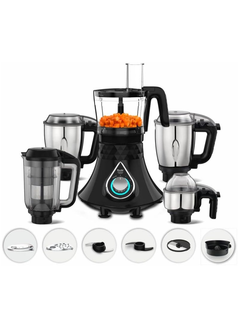 Generic - Preethi Zodiac Cosmo MG236 Mixer Grinder 750 watt with 5 Jars Includes Super Extractor juicer Jar & Master Chef + Food Processor Jar, Black - Image 1