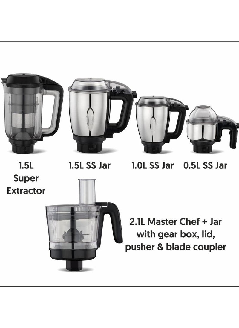 Generic - Preethi Zodiac Cosmo MG236 Mixer Grinder 750 watt with 5 Jars Includes Super Extractor juicer Jar & Master Chef + Food Processor Jar, Black - Image 1