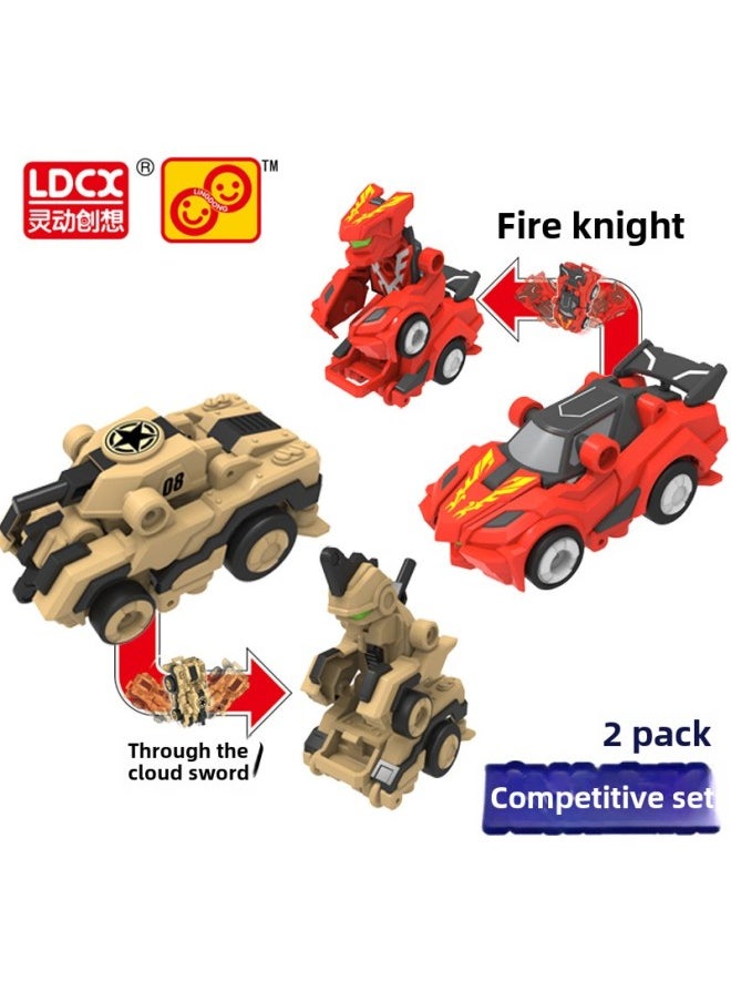 Generic - Genuine Smart Jumping Warrior Transforming Robot Chariot Fire Knight High Wind Fighter Competitive Toy Set For Men-Color:Trigger Set-Fire Knight + Cloud Sword - Image 1