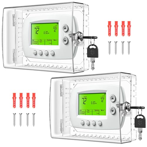 TRJ Large Thermostat Lock Box With Key - Clear Cover for AC on Wall - Lockable Fit 4"H x 6"W or Smaller - 2 PCS - Image 1