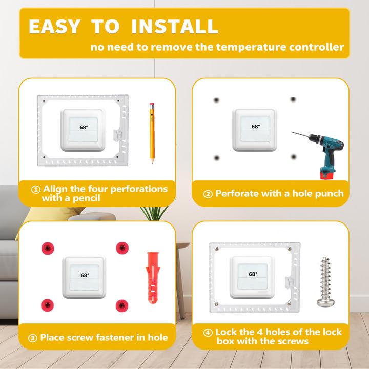 TRJ Large Thermostat Lock Box With Key - Clear Cover for AC on Wall - Lockable Fit 4"H x 6"W or Smaller - 2 PCS - Image 4