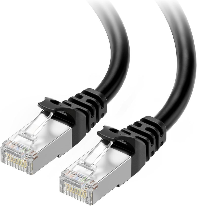 Cable Matters 10Gbps Snagless Short Shielded Cat6A Ethernet Cable 7 ft (SSTP, SFTP Cat6 Network Cable) in Black - Image 1