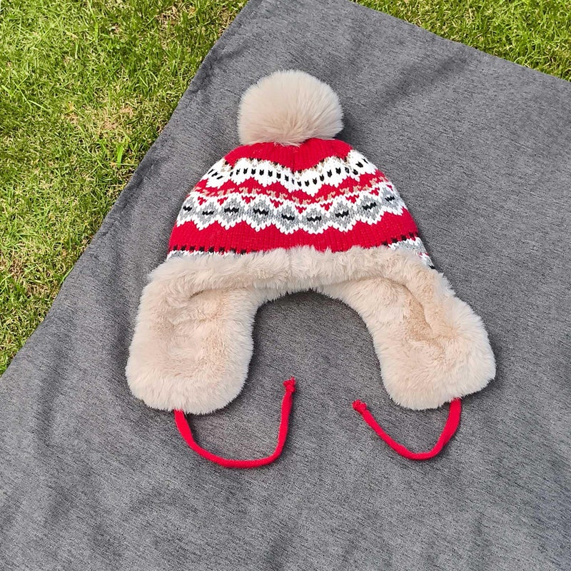 Kejea Winter Women Knit Hat Ear Flap Beanie Trapper Hats Skull Cap Men Red (US, Numeric, 6 3/4, 7 1/2, Red) - Image 5