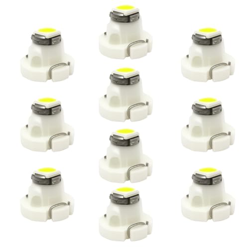 WLJH 10x White T3 Neo Wedge 3030 SMD Chipest 8mm Base Led Car Instrument Cluster Dashboard Gauge Bulb HVAC AC Heater Climate Controls Lamps Switch Indication Interior Light Replacement - Image 1