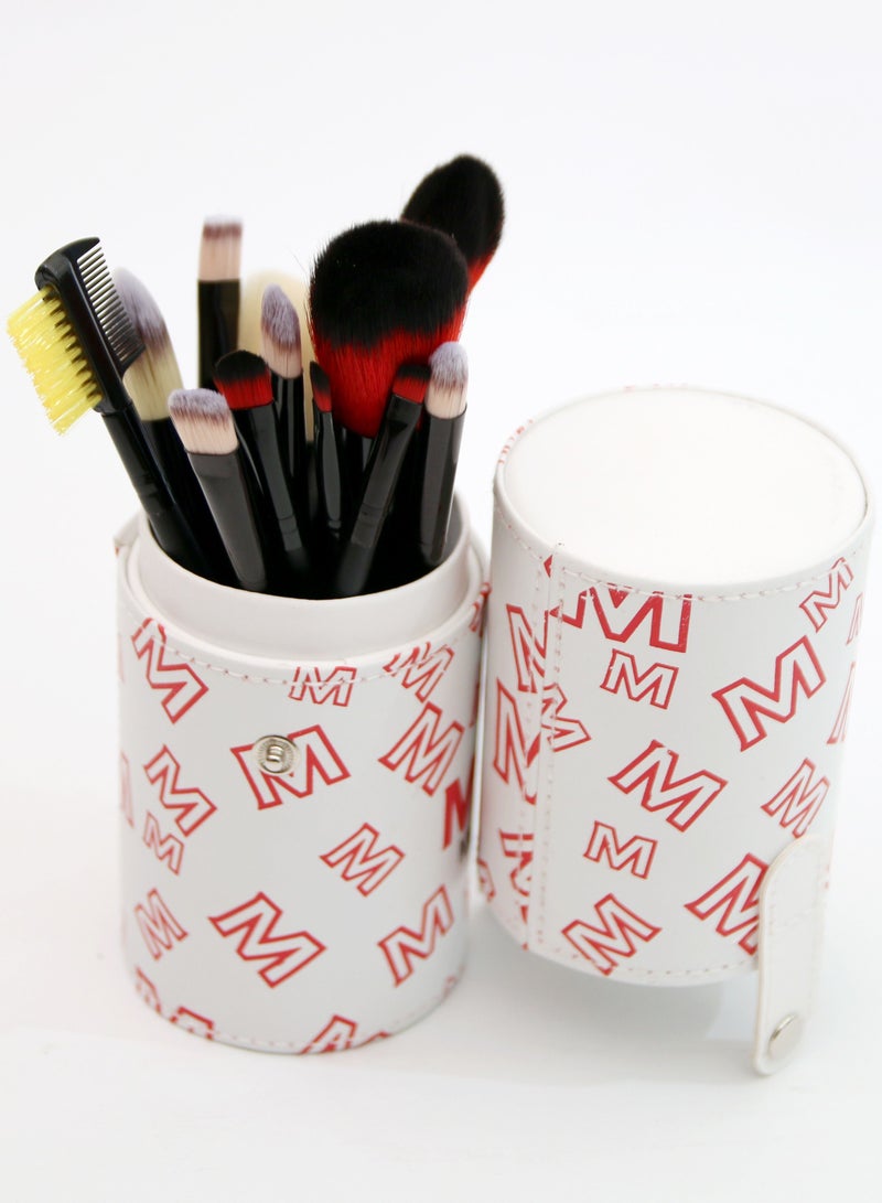 Morphe مجموعة فرش مكياج احترافية مكونة من 12 قطعة مع حامل أكواب باللون الأبيض - Image 1