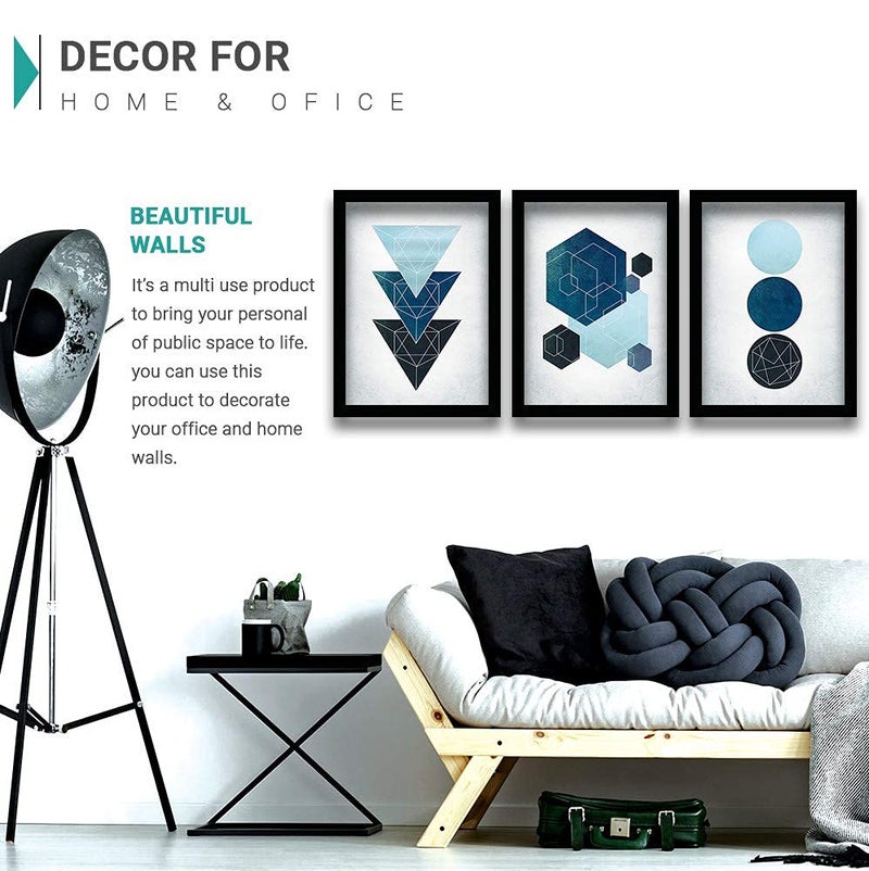 HEVEA Modern Art Framed Wall Posters/Paintings with Frame Wall Paintings Hangings Framed Wall Art Paintings (11 inch x 14 inch, Framed, Blue) -Set of 3 - Image 4