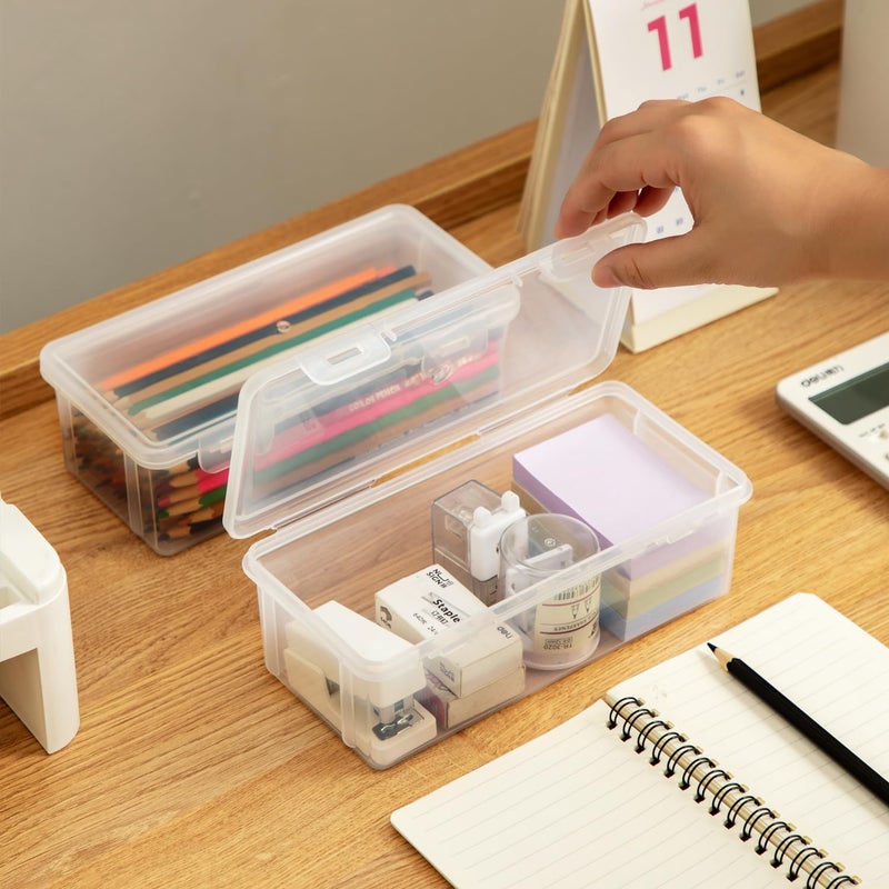 Vidifor Plastic Storage Containers with Lid for Office Supplies, Pencil Box, Art Supplies, Makeup, Crafts and and Charger Cable Cord (2) - Image 2