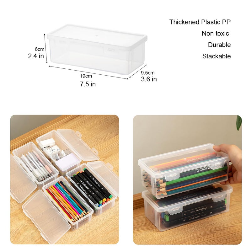 Vidifor Plastic Storage Containers with Lid for Office Supplies, Pencil Box, Art Supplies, Makeup, Crafts and and Charger Cable Cord (2) - Image 3