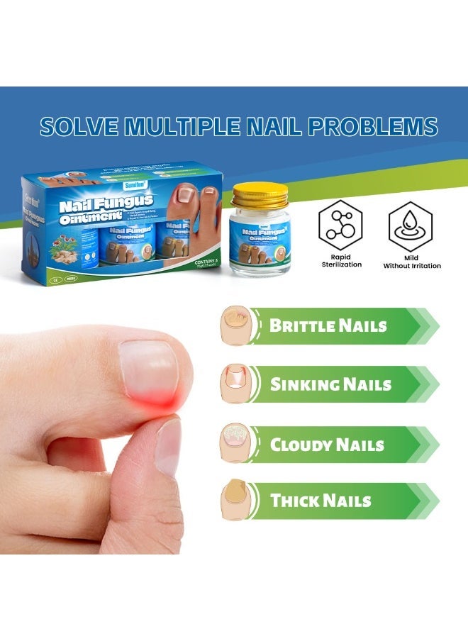 Sumifun مرهم فطريات الأظافر 3 قطع، كريم إصلاح الأظافر بقوة إضافية، كريم علاج فطريات أظافر القدم، ينظف وينعم الأظافر، يصلح البكتيريا 15غ*3 - Image 2