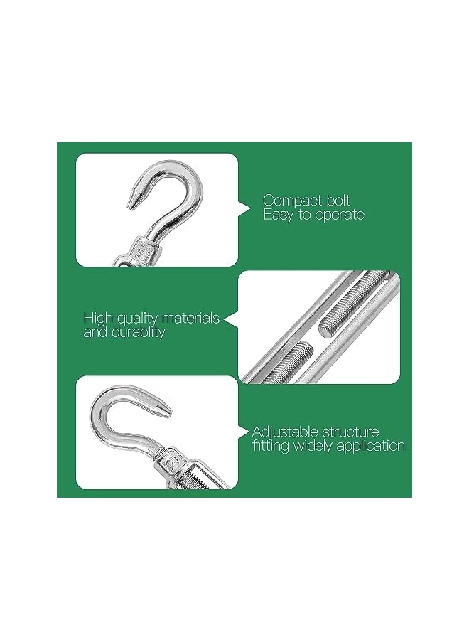 PROMASS promass 6PCS M10 hooks, 304 stainless steel turnbuckles Wire rope tension heavy duty turnbuckles for cable guardrail wire rope Hardware components  - Image 3
