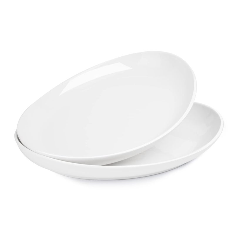 Sweese Oval Serving Platters 145 Inch White Porcelain Serving Platters for Party Large Oval Serving Trays Serving Plates for Fish Dish Steak Restaurant Dessert Shop Set of 2