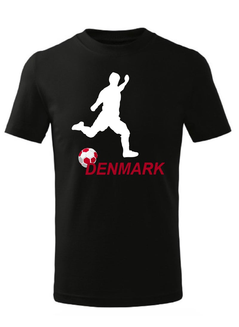 Denmark Football Team World Fans printed T shirts Supporting The Team Football Team Jersey T shirts For Men | Women | Kids to win the cup (Black)  - Image 1