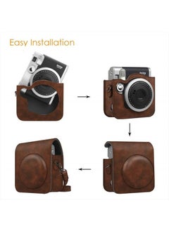 Fintie Protective Case Compatible with Fujifilm Instax Mini 90 Neo Classic Instant Film Camera - Premium Vegan Leather Bag Cover with Removable Strap, Vintage Brown  - Image 5