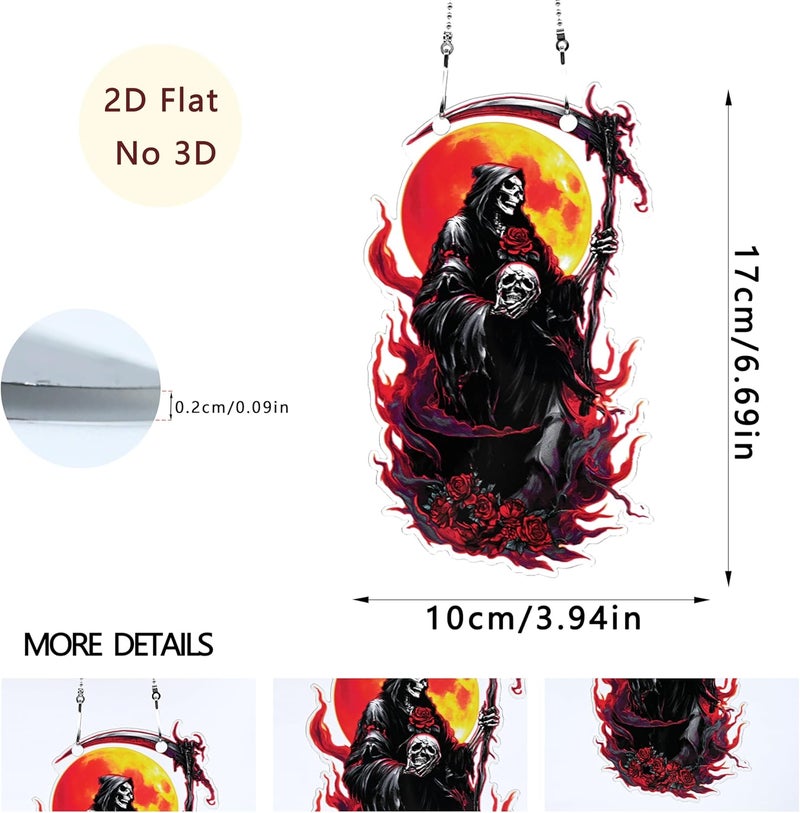 thmnj Halloween Grim Reaper Ornaments Colorful Window Hanging Decorations Home Wall Decor for Indoor Outdoor - Image 1