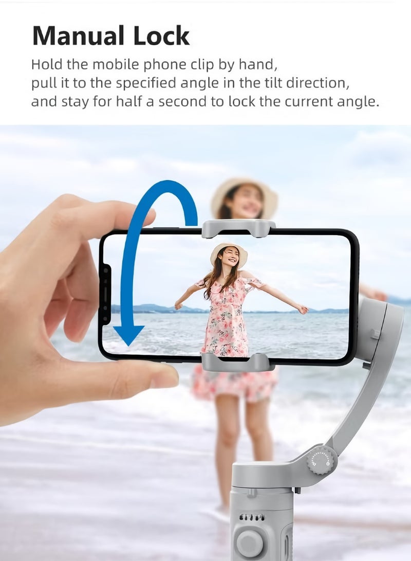 Gimbal Stabilizer, Three Axis Foldable Handheld Smartphone Holder Stabilizer, Portable Anti Shake Tripod Gimbal Smartphone Stabilizer For Iphone Android, (1pc, White)  - Image 4