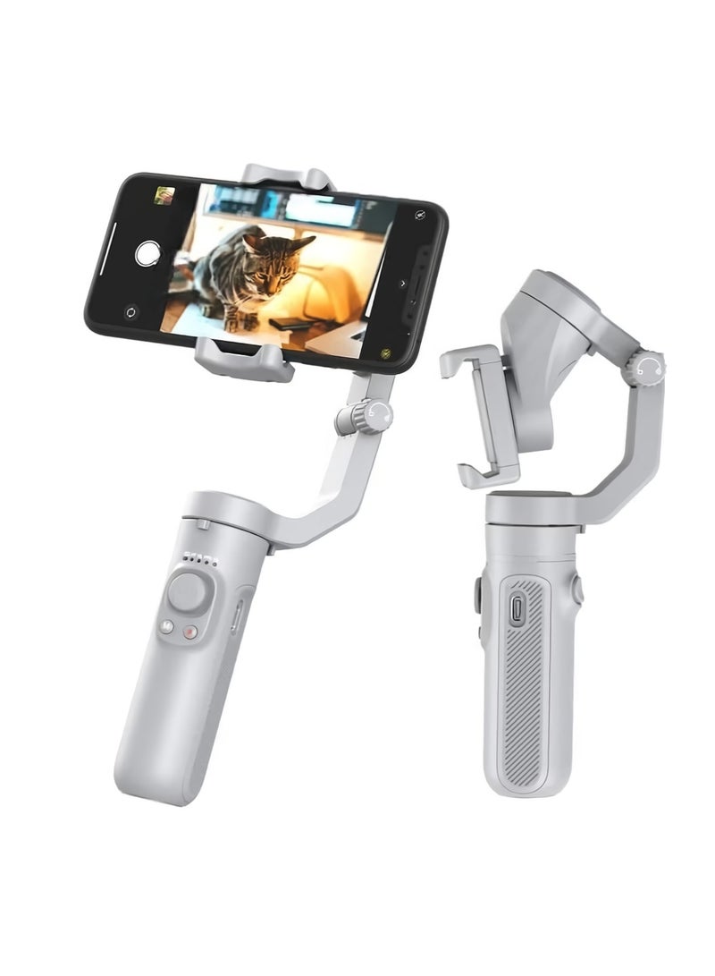 Gimbal Stabilizer, Three Axis Foldable Handheld Smartphone Holder Stabilizer, Portable Anti Shake Tripod Gimbal Smartphone Stabilizer For Iphone Android, (1pc, White)  - Image 1