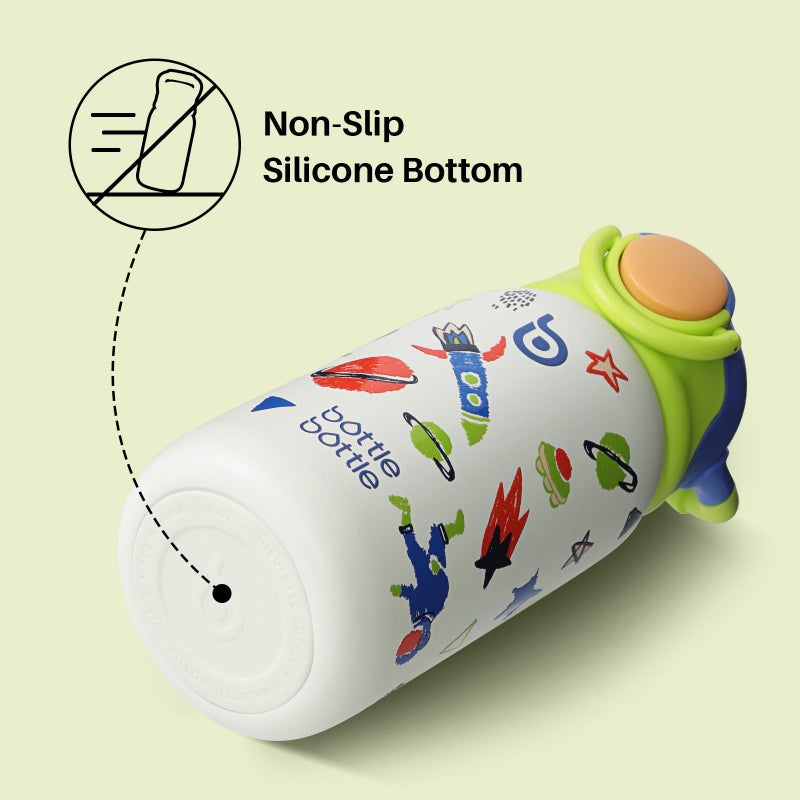 BOTTLE BOTTLE Kids Insulated Water Bottle with Straw Lid and Handle 16 oz Stainless Steel Vacuum Tumbler Water Bottles for School Outdoor Travel Gifts for Boys and Girls Astronaut - Image 4