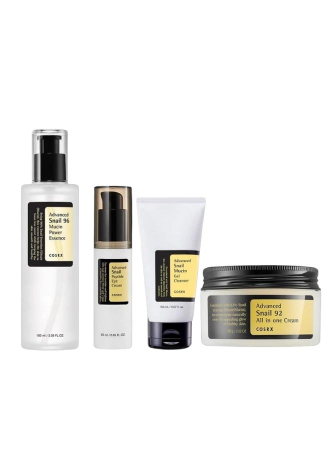 مجموعة الحلزون كوسركس الكورية الأصلية: كريم - غسول تبييض - كريم عيون - سيروم للعناية الفائقة بالبشرة