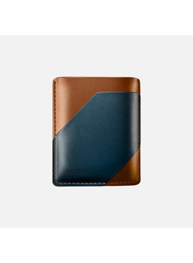 هيتش Simple Cardholder - Natural Genuine Leather - Havan/Navy - Image 3