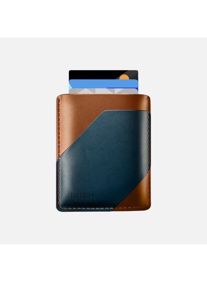 هيتش Simple Cardholder - Natural Genuine Leather - Havan/Navy - Image 1