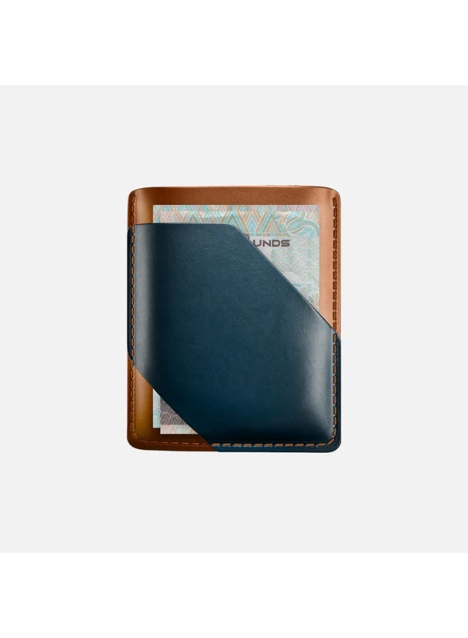 هيتش Simple Cardholder - Natural Genuine Leather - Havan/Navy - Image 2