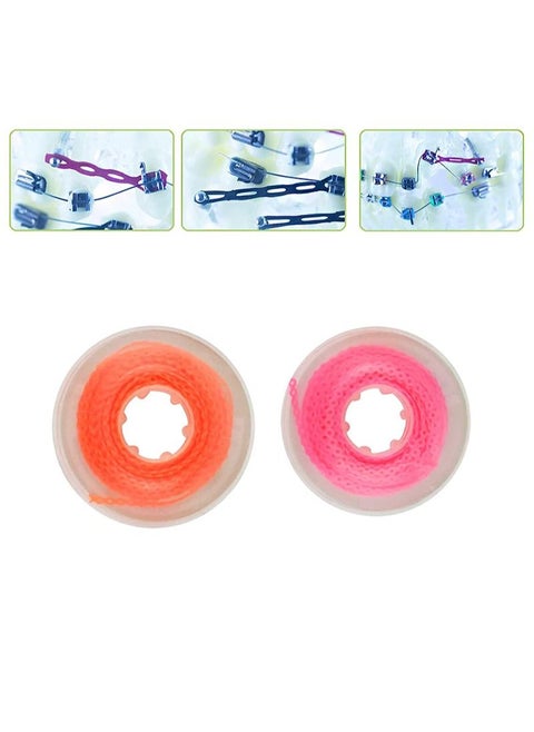 Orthodontic Bracket Rubber Chain Power Chain, Medium Distance, Dental Rubber Chain For Brackets, Continuous, Pink and Orange, 2.28m/Roll