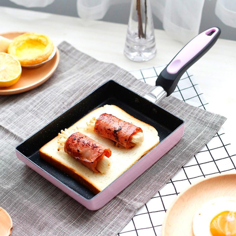 Nonstick Tamagoyaki Pan Square Frying Pan Induction Compatible Omelet Skillet for Kitchen Cooking Random Color - Image 4
